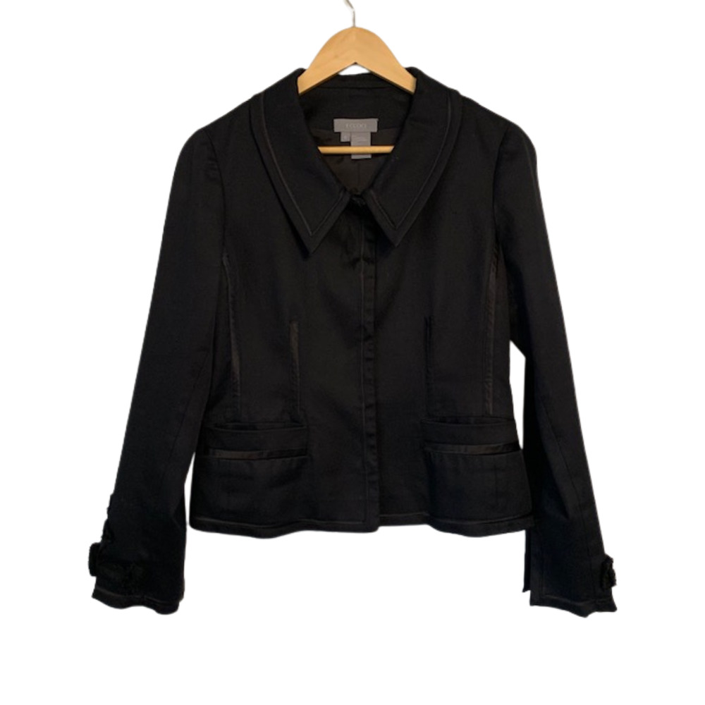 Black Women's Jacket - Classic Collared Coat